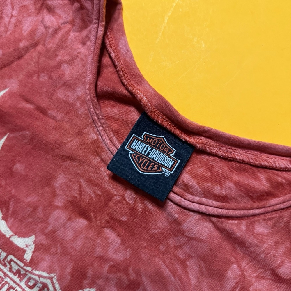 Vintage Y2K Harley Davidson Long Sleeve Shirt Women 2005 Tie Dye Style Size L - Picture 7 of 8
